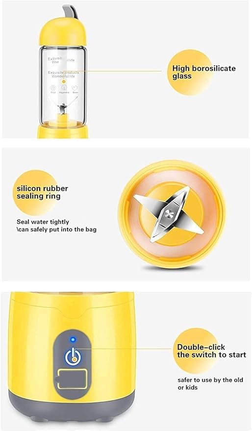 Mini Blender Personal Countertop Blender for Milkshakes Fruit and Vegetables Drinks Smoothies with Stainless Steel Blades Travel  Blending Bottle