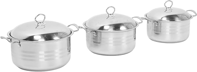 3 Piece Stainless Steel Pot Set Even Heat Distribution NonStick Stockpot with Lid for Home Kitchen Restaurant