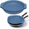 Silicone Pan Protectors for 12-Inch Frying Pans - Non-Slip Stacking Guards BPA-Free &amp Dishwasher Safe | Protect Cookware from Scratches (Blue 2 Pack)