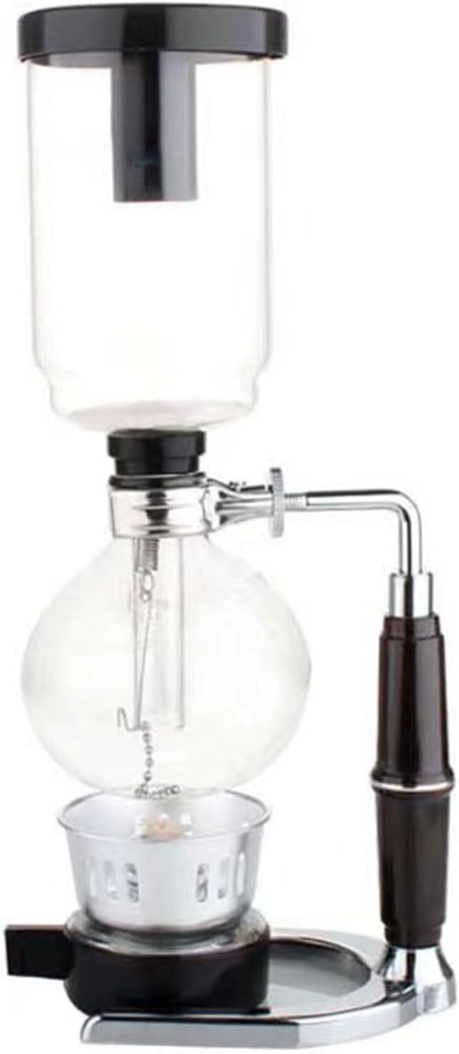 Advanced Siphon Coffee Maker Feature Glass Construction Wood Handle Vacuum Brewing Technology for Sturdy Use At Homes Serving 3 Persons Multipurpose Glass Maker Cold Brews