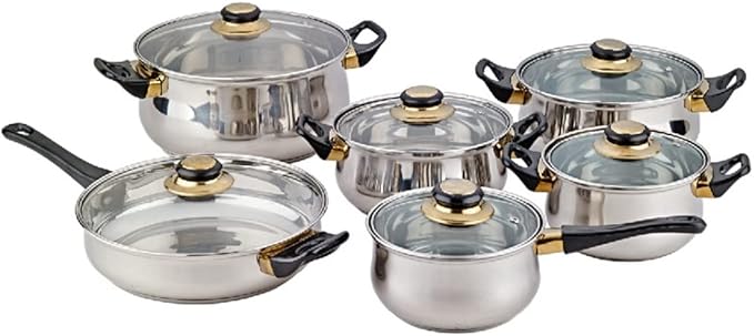 Cooking Tools 12 Pieces of Stainless Steel Cookware Set Soup Pot Milk Pot Fry Pan Combination Set Apply