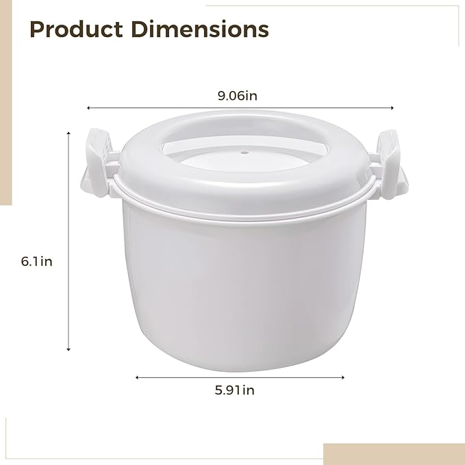 Versatile Microwave Rice Cooker 3-Cup White Cookware With Locking Lid And Steam Vents For Family Meals