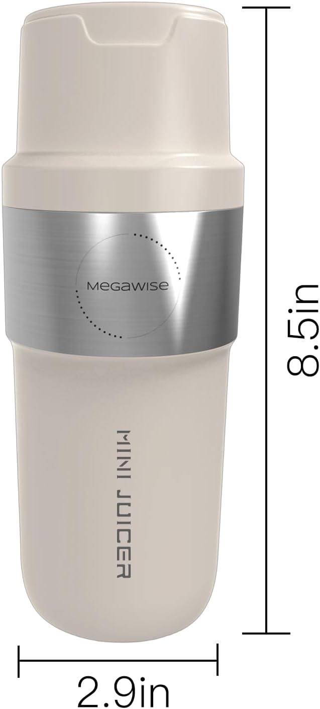MEGAWISE 12oz Portable Personal Blender Rechargeable Smoothie Maker with Type-C One-Touch Operation for Shakes Protein Drinks &amp Fruit Blending BPA-Free