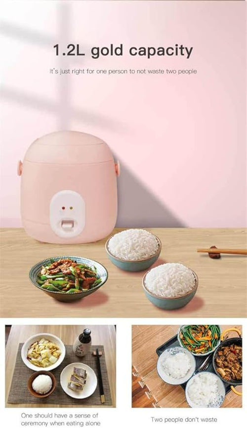 1.2L Mini Rice Cooker And Steamer Electric Cute Rice Cooker With 2 Layers Heating Multifunction 2-3 Person Kitchen Cooker (Blue)