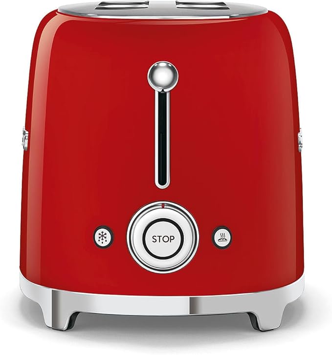 SMEG 2 Slice Toaster with 6 Presets and Defrost Function and Removable Crumb Tray TSF01RDUS RED