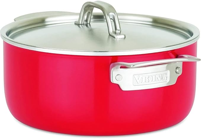 Viking Multi-Ply Color 2-Ply 11pc Cookware Set with Stainless Steel Lids Red