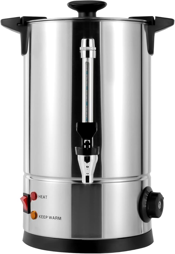 8L/2.11 Gal Commercial Coffee Maker Large Stainless Steel Coffee Percolator Hot Water Beverage Dispenser Commercial Large Water Urn for Home Party Office Wedding