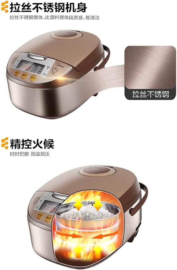 Midea Micom Rice Cooker Digital Multi-Functional Ricer Cooker/Steamer Brown Rice Slow Cooker (3L/5.5Cup Champange) MB-FS3017