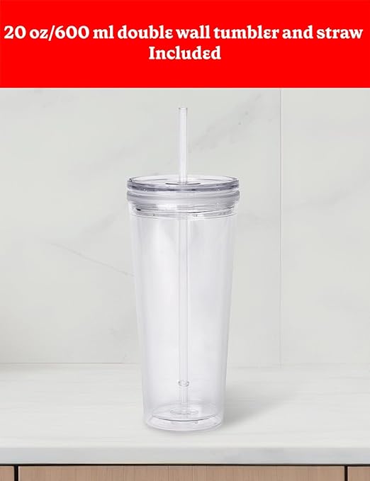Betty Crocker Coffee Maker for Iced &amp Hot Brew Brews in 4 Minutes Compact Iced Coffee Machine with Chrome Accents Reusable Filter BPA-Free 20-Oz Tumbler &amp Straw BC-4869B Black