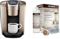 Keurig K-Elite Coffee Maker Single Serve K-Cup Pod Coffee Brewer Brushed Gold &amp 3-Month Brewer Maintenance Kit Includes Descaling Solution Water Filter Cartridges &amp Rinse Pods 7 Count