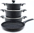 Cookware 7 Piece Granite Cookware Set Black Pan Kitchen Supplies Handy Non- Stick Frying Pan Cookware