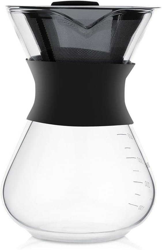 Pour Over Coffee MakerManual Hand Drip Coffee Maker Glass Pot With Stainless Steel Filter For Home