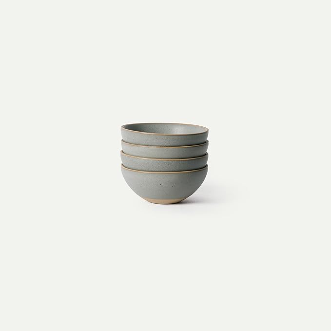 MORA Small Bowls Set of 4 16oz Ceramic Pottery Dessert Bowls - Microwave Oven and Dishwasher Safe - Peppercorn