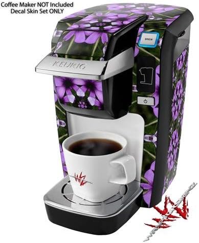 Decal Style Vinyl Skin compatible with Keurig K10 / K15 Mini Plus Coffee Makers Floral Pattern Purple (COFFEE MAKER NOT INCLUDED)