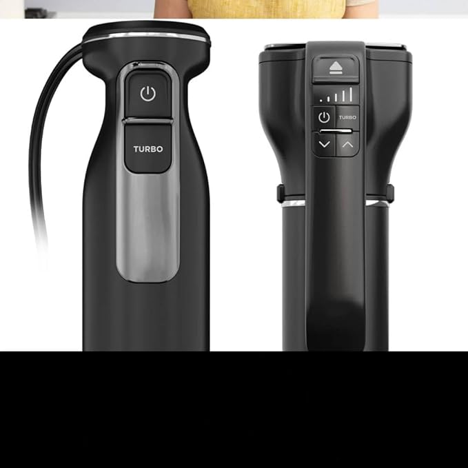 Black Hand Blender and Hand Mixer Combo with Whisk and Beaters Power Mixer System