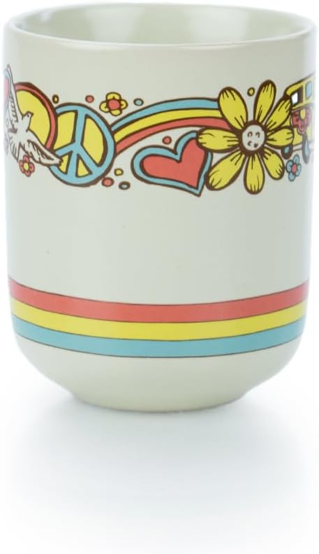 Everything Kitchens Modern Flat 16-Piece Dinnerware Set | Peace &amp Love (15oz Mugs (Set of 4))