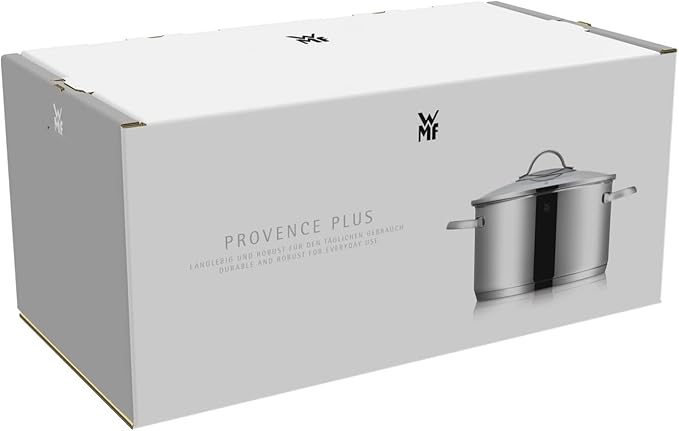 WMF Pot Set 4-Piece Provence Plus Pouring Rim Glass Lid Cromargan® Stainless Steel Polished Suitable for Induction Hobs Dishwasher-Safe Silver 52.7 x 28.8 x 21.8 cm