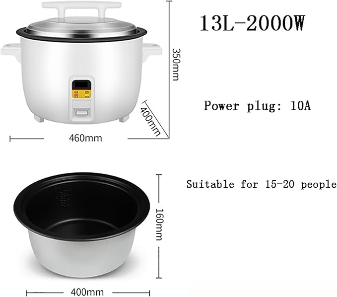 Rice Cooker Large Capacity 8L-23L Canteen Hotel Commercial Hotel Home Old-fashioned Large Rice Cooker for 4-40 People(13L)