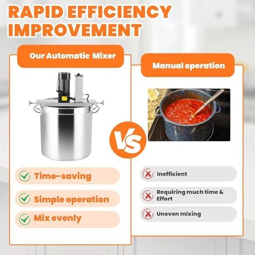 Electric Food Mixer Pot Stirrer - Adjustable Speed Blender for Jam Sauce Hot Pot Soup &amp Porridge - 4 Blades Mixing Machine for Chili &amp Beverage