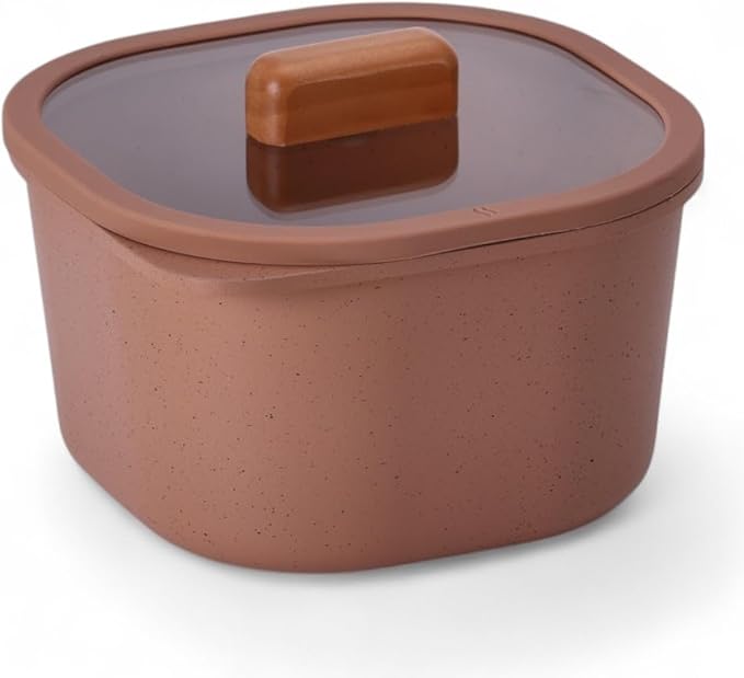 FIKA Objet Comfort 7-Piece Kitchen Nonstick Healthy Cooking Cookware Set with Lid Detachable Handle Induction Compatible All-in-One Kitcheware Easy to Store Great Gift Made in Korea (TERRACOTTA)