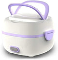 Multifunctional Electric Lunch Box Mini Rice Cooker Portable Food Heater Steamer with Stainless Steel Bowls Egg Steaming Rack Spoon Measuring Cup for Use in Office Outdoor School