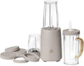 Personal Blender 12-Piece Set 240W Motor Emulsifying Stainless Steel Blade System 16oz Travel Cup with Straw BPA-Free Dishwasher Safe Jars (Porcini Taupe)
