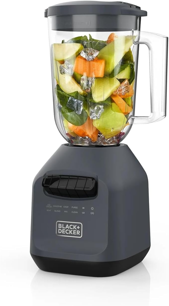 Ice Crush Blender with 56 Ounce (7 Cup) Perfect Pour Plastic Jar Powerful 6-tip Stainless Steel Blade 8-speeds plus Pulse 700 Peak Watts of power BL2209PB