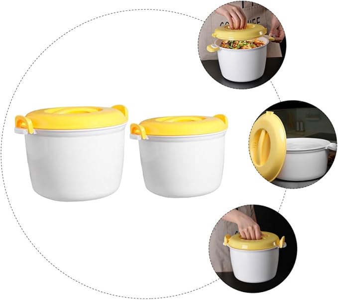 Cabilock 2pcs Microwave Rice Cooker Steamer Set Multifunctional Lunch Box for Rice Noodles and Veggies Portable Design for Home Cooking and Meal Prep