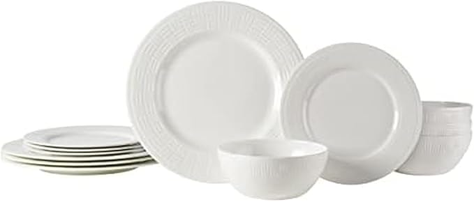 Mikasa Ashlyn Vegan Bone China Chip Resistant 12 Piece Dinnerware Set Service for 4