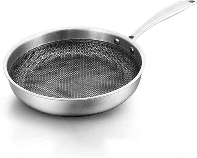 Cooking Pot Mesh Wok pan with Scratch-Resistant mesh Coating Suitable for All Types of stoves Including Induction stoves Stainless Steel