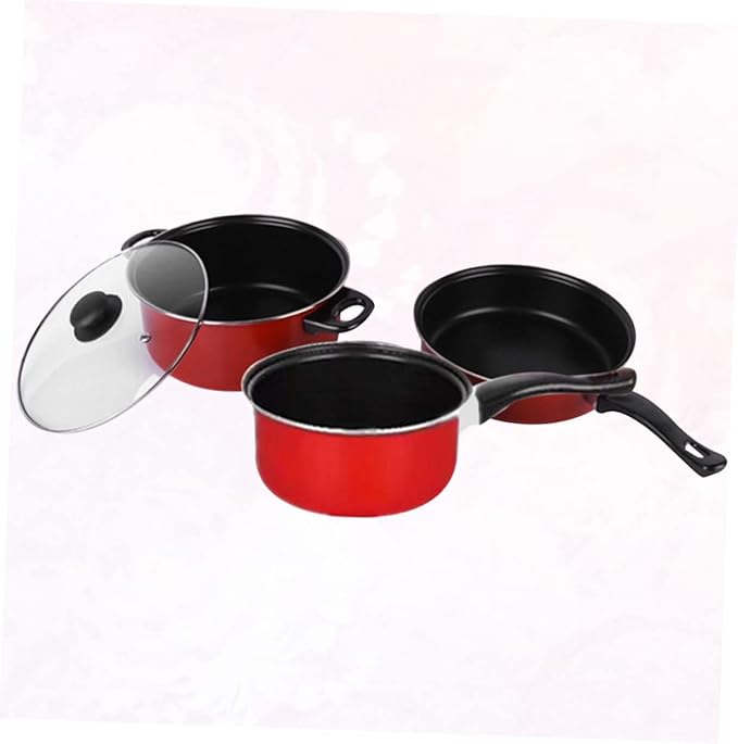 3pcs Cooking Tool Set Non-stick Frying Pan Soup Pot Milk Pan Home Kitchen