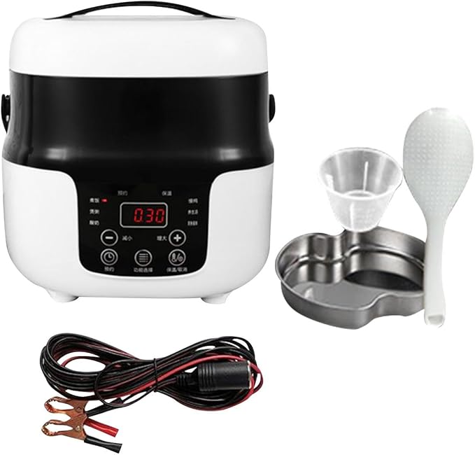 2L Portable Rice Cooker for Vehicles 12V 24V Food Steamer and Meal Warmer