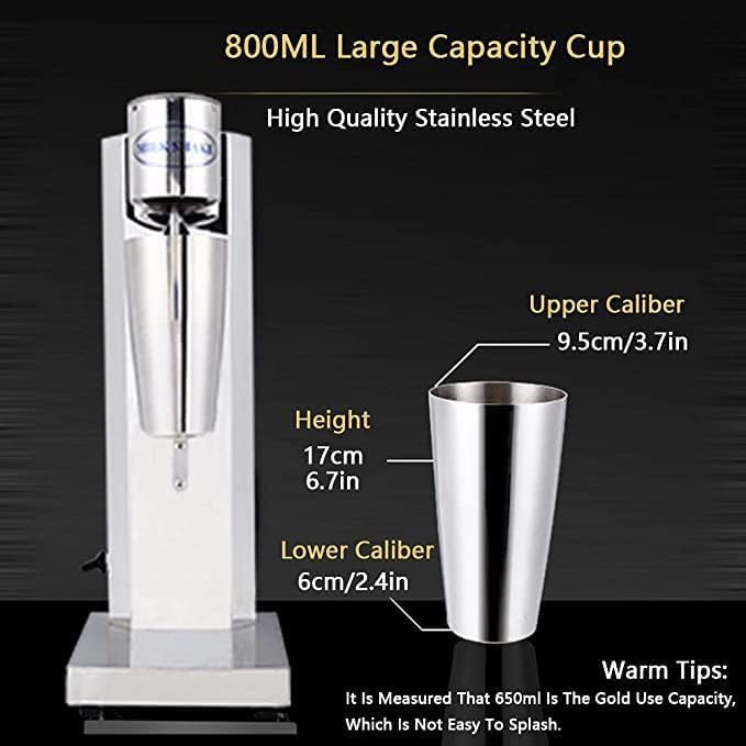 180W Commercial Milkshake Machine 18000rpm Electric Drink Mixer with 2 Speed Adjustable and 800ML Cup for Smoothie Milk Ice Cream Blender(Single Head)