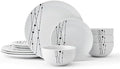 Studio Nova Linear Symphony 12 Piece Dinnerware Plate Bowl Set Service for 4