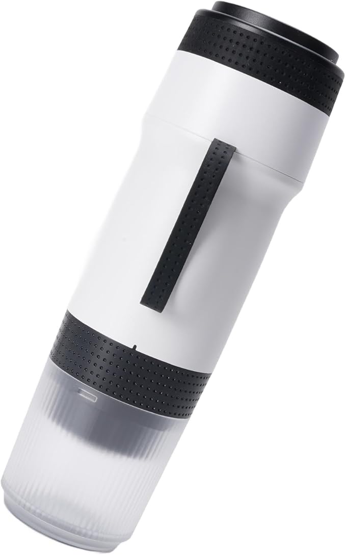 Portable Coffee Maker 304 Stainless Steel Automatic Small Capsule Coffee Maker for Outdoor Car Travel Camping Operating Rich Flavor Extraction Premium Material Ideal (White)