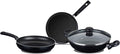 Nirlep by Bajaj Electricals Sakhi Induction-Base Non-Stick 3-Piece Cookware Set with Lid Black