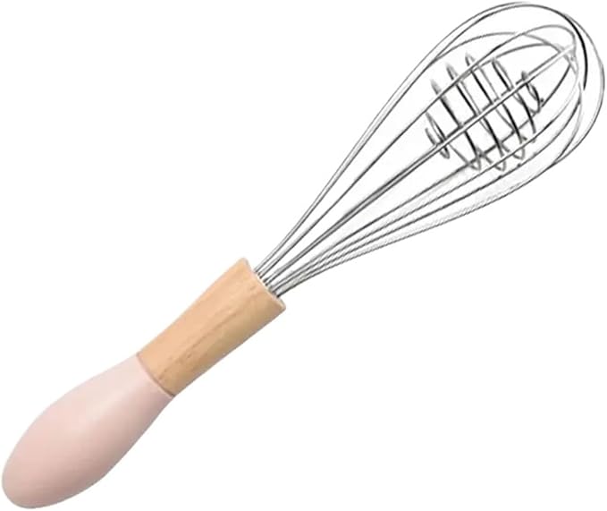 Manual Egg Blender With Wood Handle Stainless Steel Hand Beater Dough Cream Stirring Mixer Whisk Cooking Baking Kitchen Tools(10 inch)