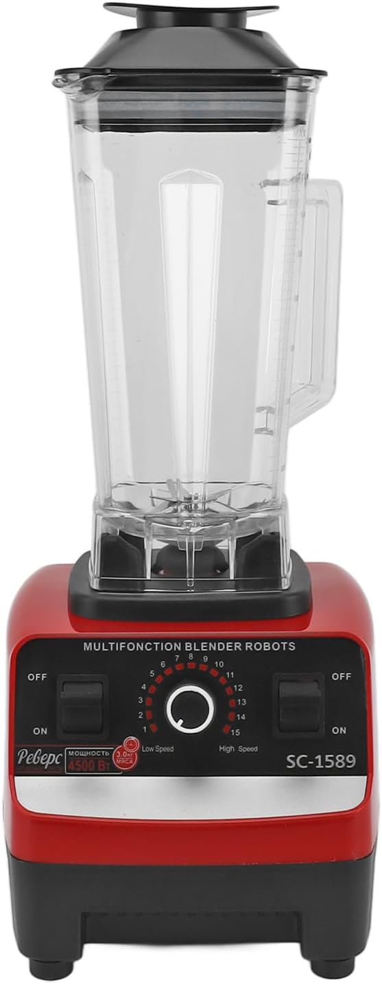Countertop Blender 2L Food Processor with 6 Stainless Steel Blades Powerful Professional Blender for Ice Crushing Frozen Fruits Soups Dry Grinding (US Plug 110V)