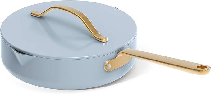 Nonstick Ceramic Cookware Set (12 Piece) Pots Frying Pans Lids and Kitchen Storage Oven Safe Pan Set &amp Compatible with All Stovetops - (Cornflower Blue)