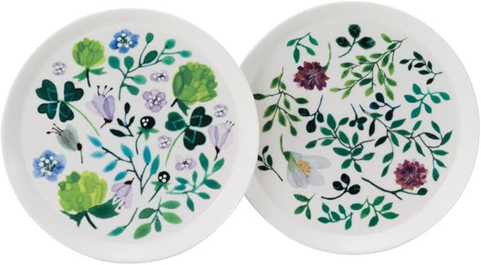 Narumi 96604-23163P Anna Emilia Plate Set 6.3 inches (16 cm) Green Set of 2 Patterns Cute Microwave Heater Dishwasher Safe Gift Box Included