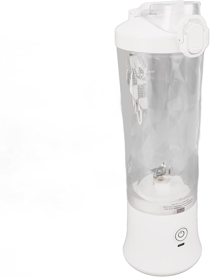 Pilipane Portable Blender USB Rechargeable 600ml 150W 18000RPM High Speed Personal Blender with 4000mAh Battery Leakproof Lid for Smoothies Shakes Travel Sports Home Use ABS Stainless Steel (White)