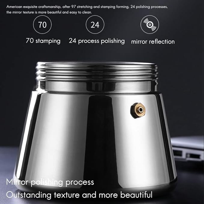 Coffee Press Espresso Maker Glass Stainless Steel Moka Pot Espresso Shot Maker for Strong Coffee Maker Pots(240ml)