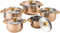 Easy to clean 10PCS Stainless Steel Set Pot 18-26cm Lid Gold Plated Ear Soup Kitchen
