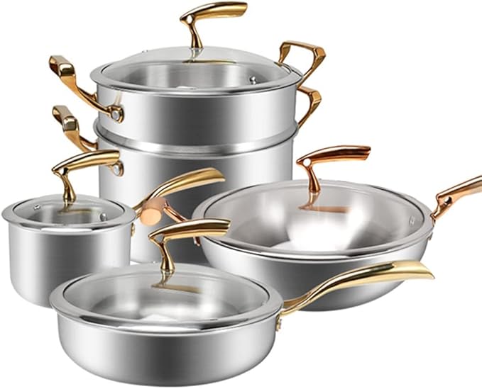 Cookware Set Soup Pot Milk Pot Frying Pan Double Boilers Cooking Pot Set Kitchen Non-Stick Pan Saucepan Wok Casserol