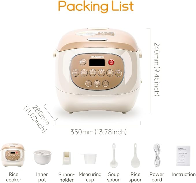 Joydeem Ceramic Rice Cooker 6 Cups Uncooked Rice Cookers with Pure Ceramic Inner Pot Healthy &amp PFOA Free 3L/3.2 qt DFB-C300