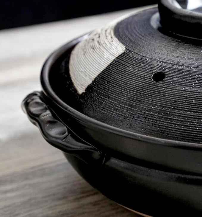 Donabe Rice Cooker and Claypot Cooking Pot Japanese Donabe Ceramic Casserole 2800ml Korean Stone Pot with Lid Dolsot Pot for Sizzling Meals Stoneware Clay Nabe Pot for Stovetop Stew1700MLB