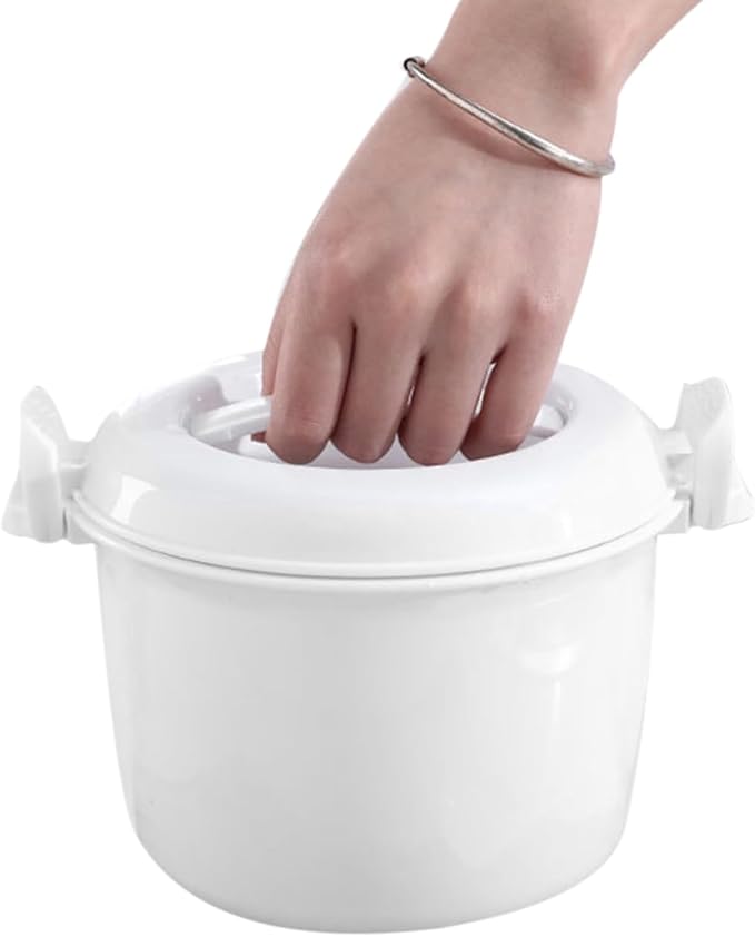 Hemoton Microwave Rice Cooker Rice :2pcs Round Microwave Food Container Microwaveable Rice Pasta Cooker Microwave Rice for Rice Chicken Pasta