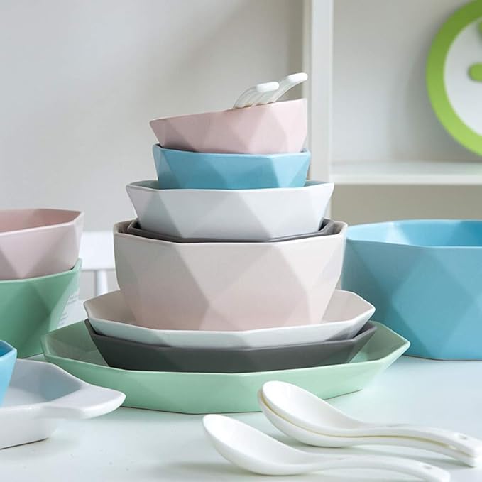 Ceramics Dinnerware Set with 36 PiecesBowl/Dish/Spoon|Dinner SetsGeometric Cut Pattern Porcelain Combination Set