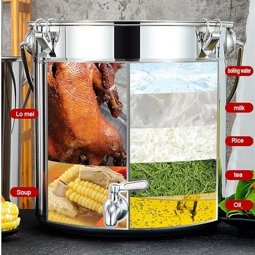 Stock Pot with Spigot - Stock Pot 201 Stainless Steel Soup Bucket/Sealed Bucket/Transportation Bucket Wine Tank with Tap for Water Milk Tea Milk Storage Bucket(21L)
