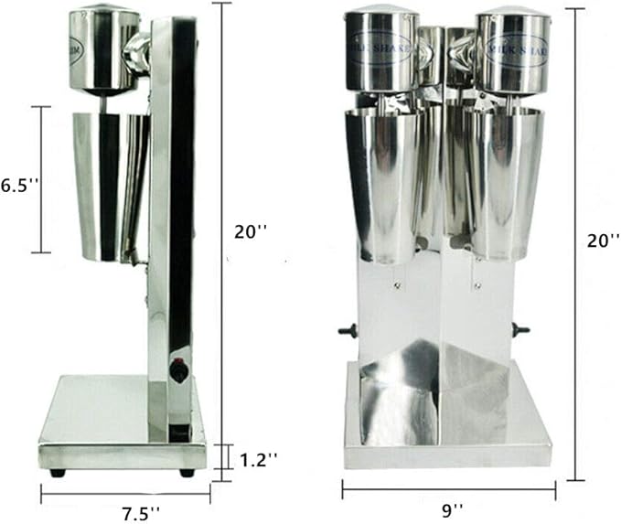 Milkshake Maker 180W+180W Electric Milkshake Machine Drink Mixer Smoothie Maker Blender 18000RPM Commercial Home Use (Double Head)